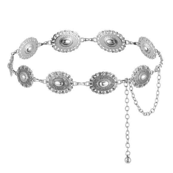 Women Western Metal Chain Belt, 45'' Silver Waist Chain Chunky Belt For😸 - Picture 8 of 8